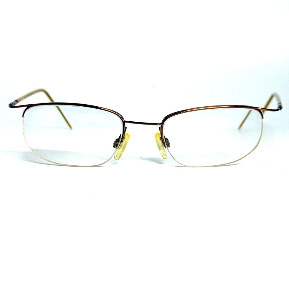 Halston H 102 Col. 10 Brown Gold Semi Rimless Eyeglass Frames 50-19-130